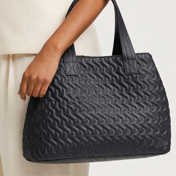 Lug Navy Blue Luxury Quilted Tote Bag, RFID, Leopard Interior, Cargo - Picture 12 of 12